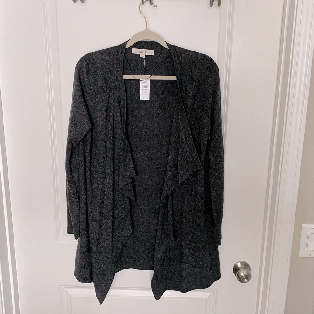 - LOFT charcoal gray flutter sweater